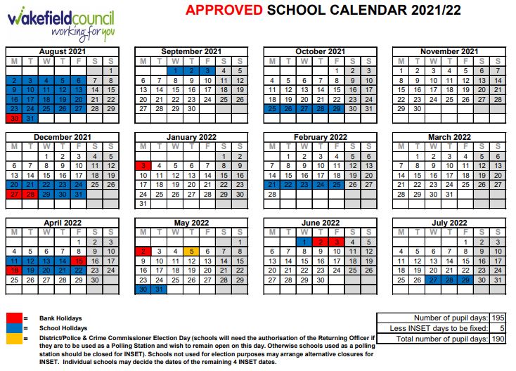 Term Dates The Vale Primary Academy